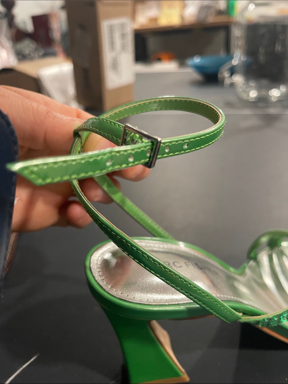 Marc Fisher Green Strappy Square-Toe Heels size 7 - Picture 10 of 14